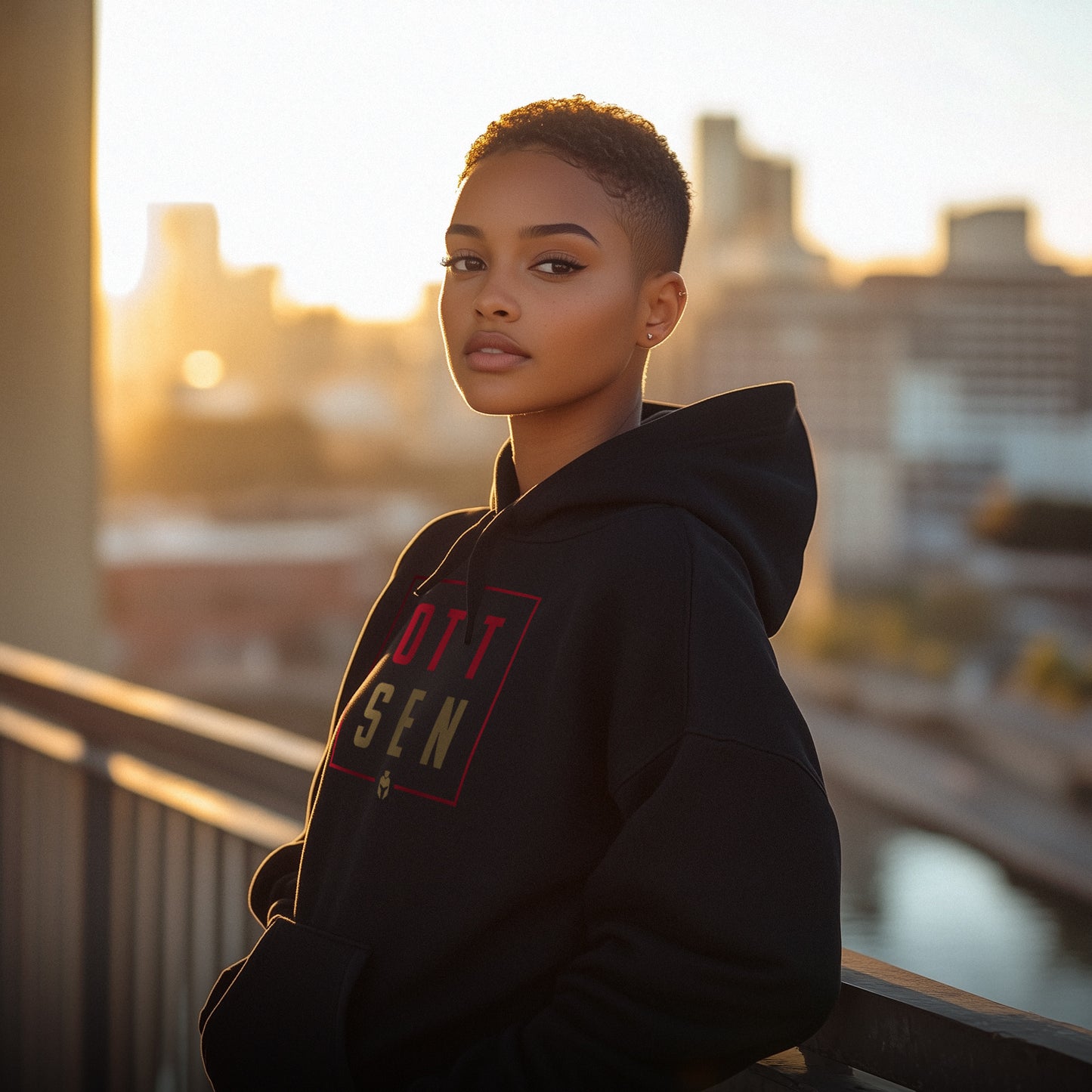 OTT SEN (Ottawa) Embroidered Hoodie - Black